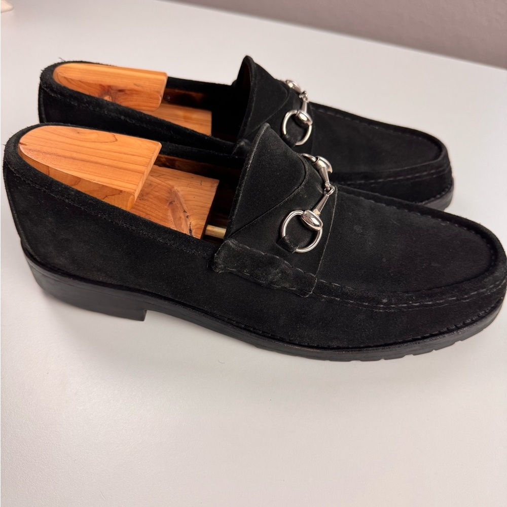 Gucci Mens Horsebit Black Suede Leather  Loafers Shoes Size 10.5 - Picture 9 of 17